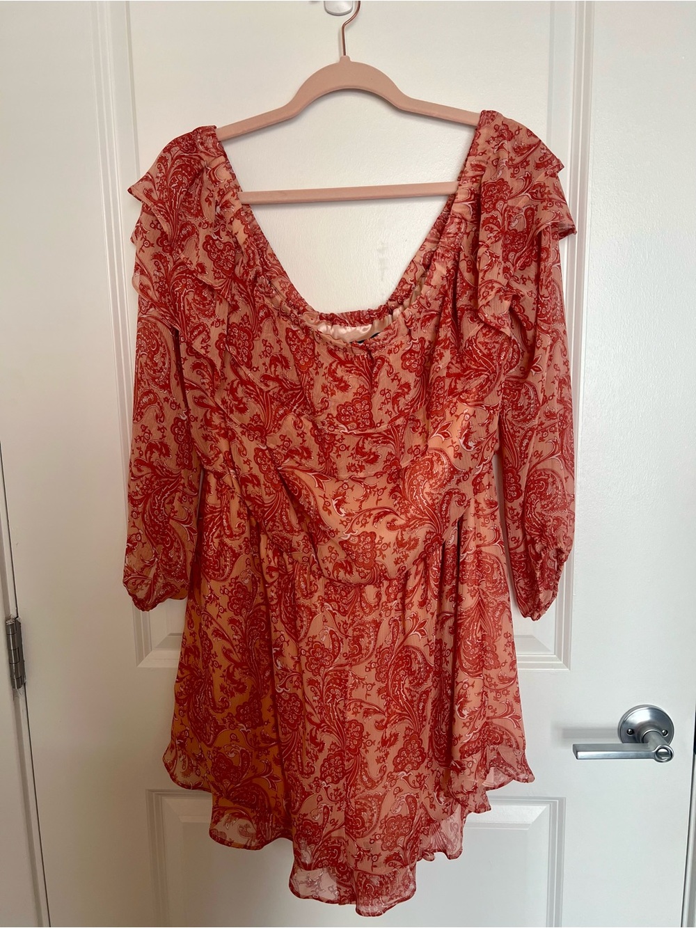 Express Pink Ruffled 3/4 Sleeve Romper Size XL